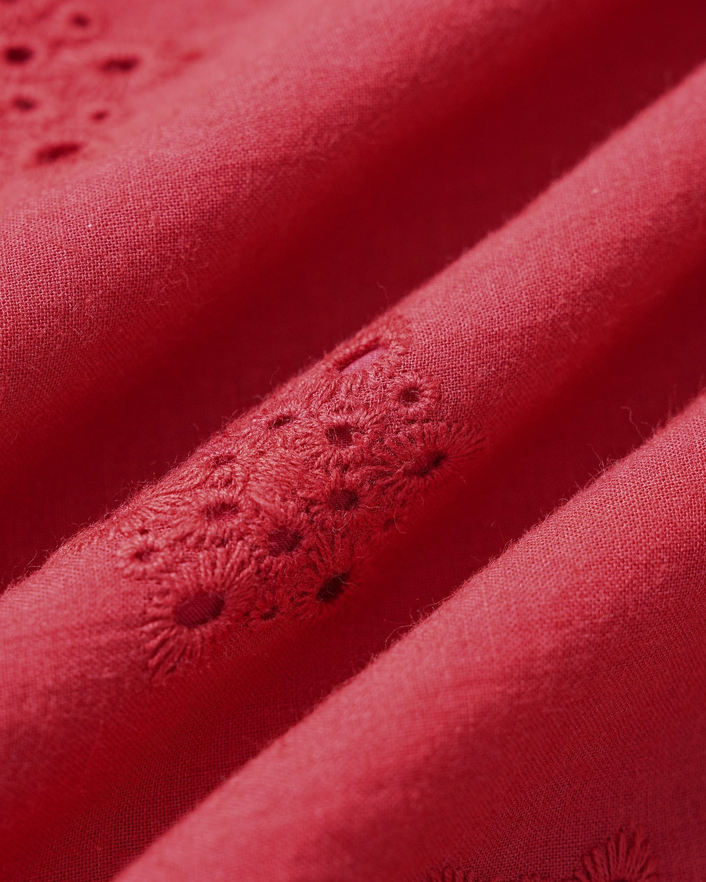 Red V Neck Embroidery Midi Dress