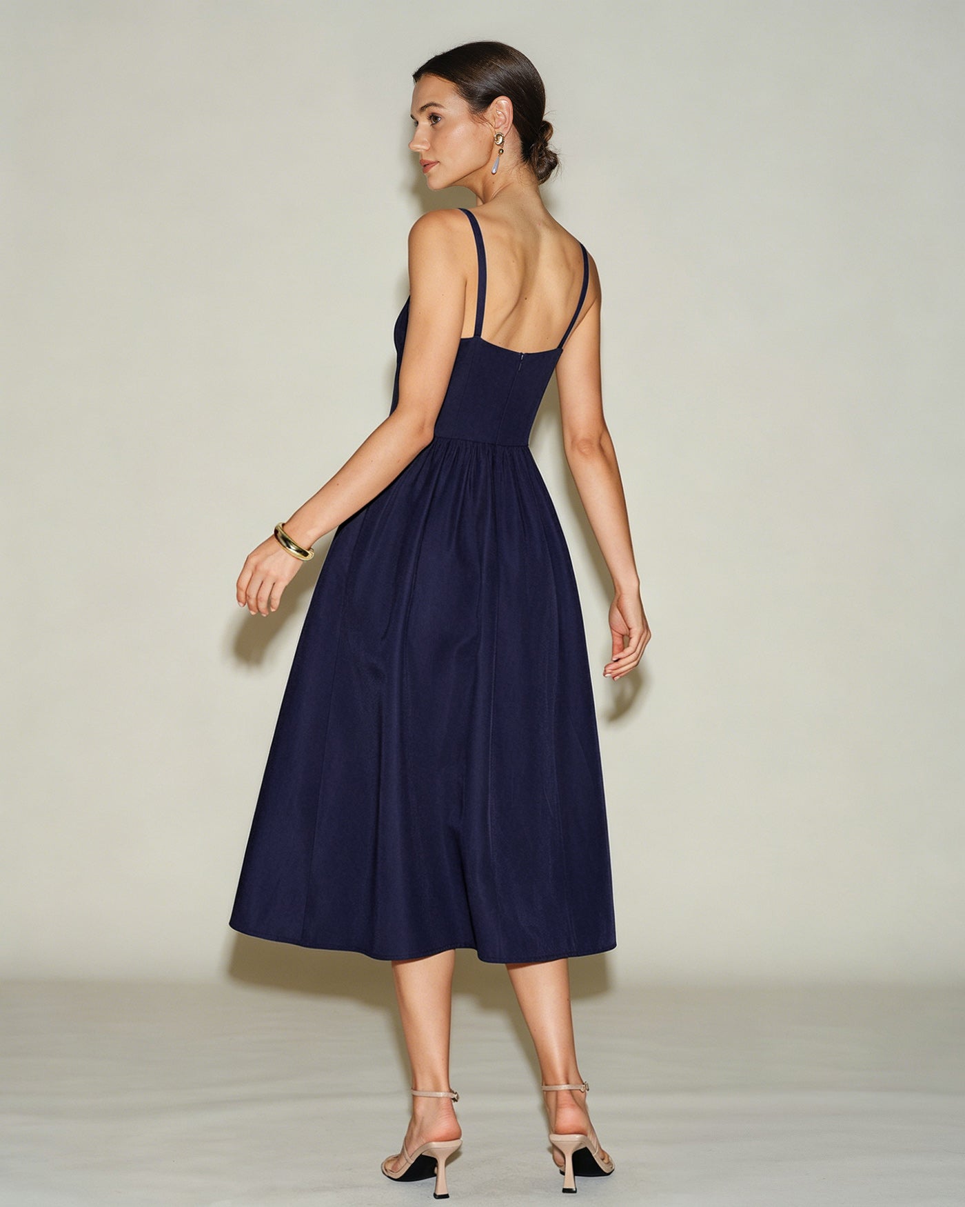 Blue Slip A-Line Midi Dress