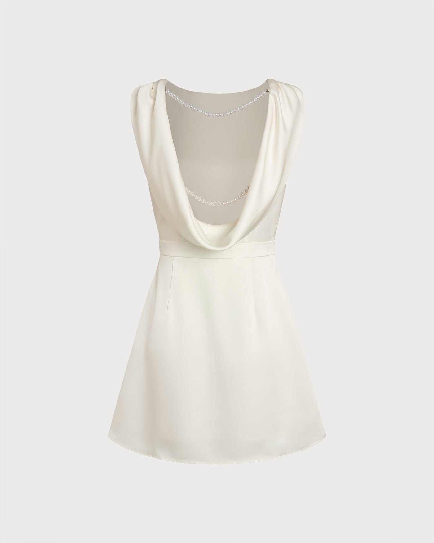 Apricot Boat Neck Pearl Mini Dress